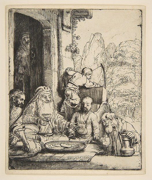 Abraham Entertaining the Angels 1656-Rembrandt ,  Poster Print