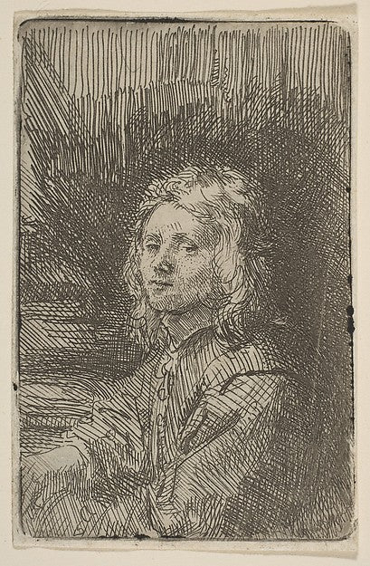 Young Man  Half-Length 1620–69-Workshop of Rembrandt , Attribu,16x12"(A3)Poster