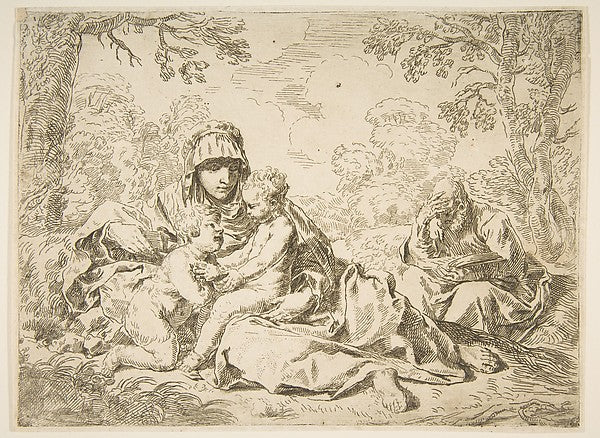 The Holy Family with Saint John the Baptist c1637–1640 or afte,  Poster Print Wall Art