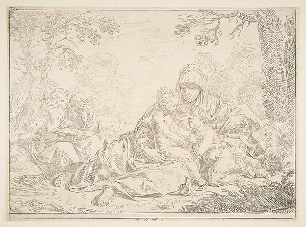 Holy Family with Saint John the Baptist c1637–1640-Simone Cant,  Poster Print Wall Art