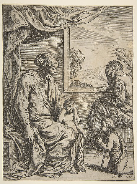 Holy Family with Saint John the Baptist ca.1620–1660-After Sim,  Poster Print
