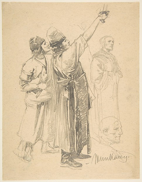 Studies of Standing Men c1891–92-Mihály Munkácsy  1844–1900 En,  Poster Print Wall Art