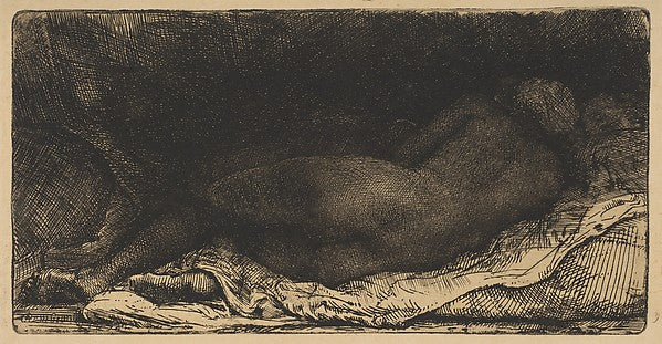 Reclining Female Nude 1658-Rembrandt ,  Poster Print Wall Art