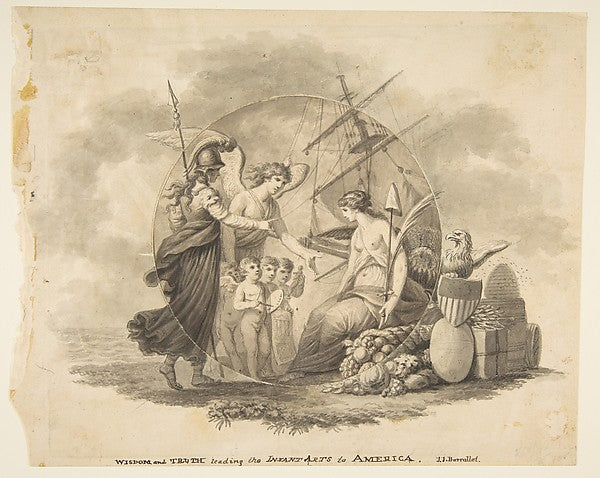 Wisdom and Truth Leading the Infant Arts to America after 1796,  Poster Print