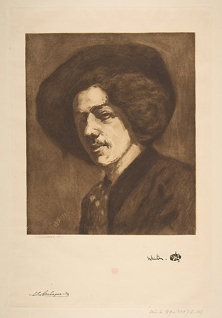 Whistler's "Portrait of Himself" 1888-Henri-Charles Guérard ,16x12"(A3)Poster