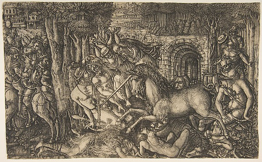 A King Pursued by a Unicorn  from the Unicorn Series c1555-Jea,16x12"(A3)Poster