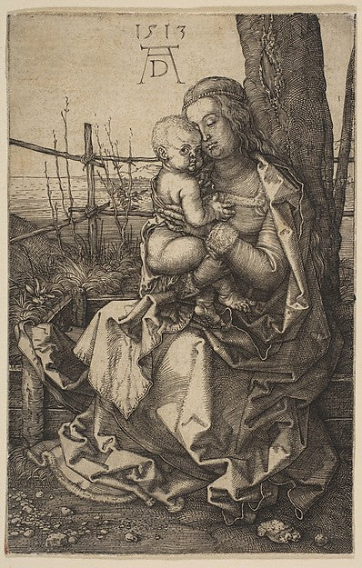 Virgin and Child Seated by a Tree 1513-Albrecht Dürer ,  Poster Print