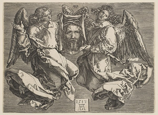 The Sudarium Carried by Two Angels  copy n.d.-After Albrecht D,  Poster Print