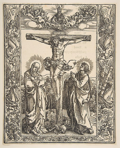 Christ on the Cross between the Virgin and Saint John 1516-Alb,  Poster Print Wall Art