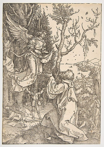 Joachim and the Angel  from The Life of the Virgin c1504-Albre,  Poster Print Wall Art