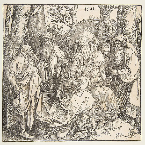 The Holy Family with Saints and Two Musical Angels 1511-Albrec, Poster Print