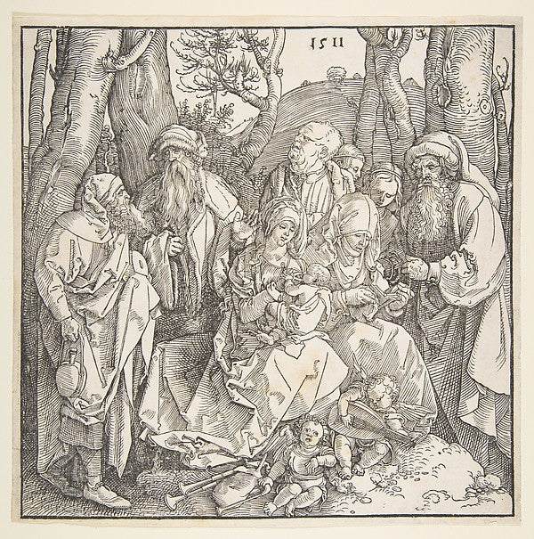 The Holy Kinship with Lute Playing Angels 1511-Albrecht Dürer ,  Poster Print Wall Art