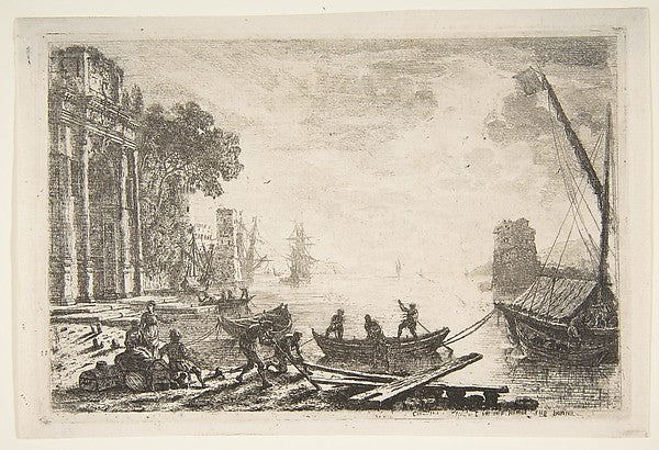 Harbour Scene with Rising Sun 1634-Claude Lorrain ,  Poster Print Wall Art