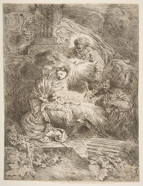God the Father observing the Virgin and Child  angels to the r,  Poster Print Wall Art