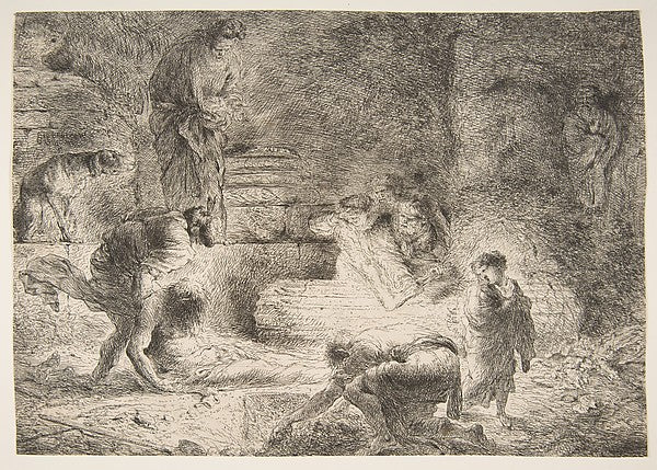 Tobit burying the Dead c1647–51-Giovanni Benedetto Castiglione,  Poster Print Wall Art