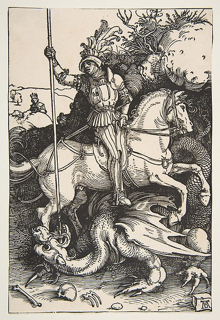 Saint George Slaying the Dragon c1504-Albrecht Dürer ,16x12"(A3)Poster