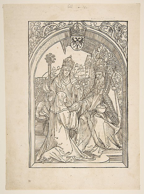 Rosvitha Presenting the Comedies to the Emperor Otto I. illust,  Poster Print Wall Art