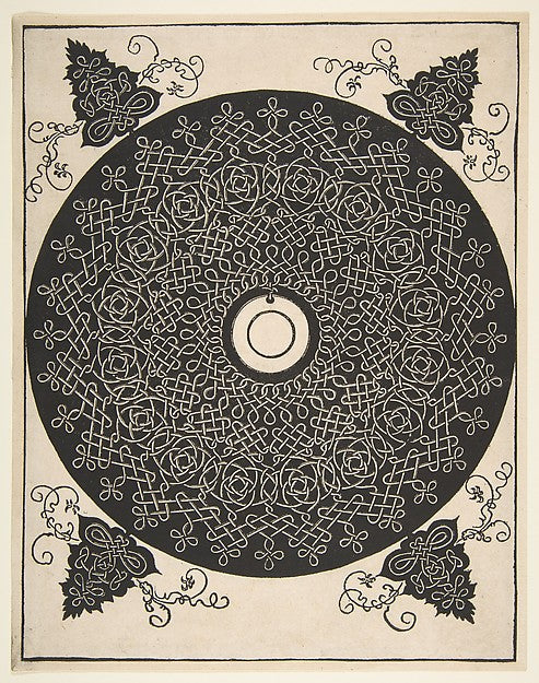 Embroidery Pattern with Round Medallion in its Center 1521 bef,  Poster Print Wall Art