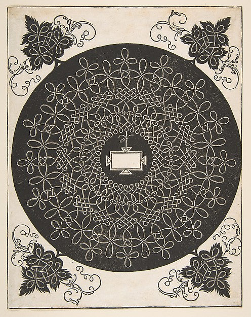 Embroidery Pattern with an Oblong Panel in its Center 1521 bef,  Poster Print Wall Art