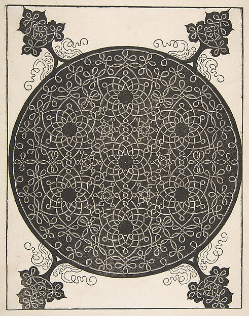 Embroidery Pattern with Seven Six-pointed Stars and Four Corne,  Poster Print Wall Art