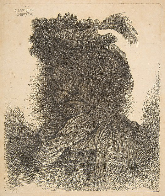 Head of a man in shadow turned slightly to the left   from the,16x12