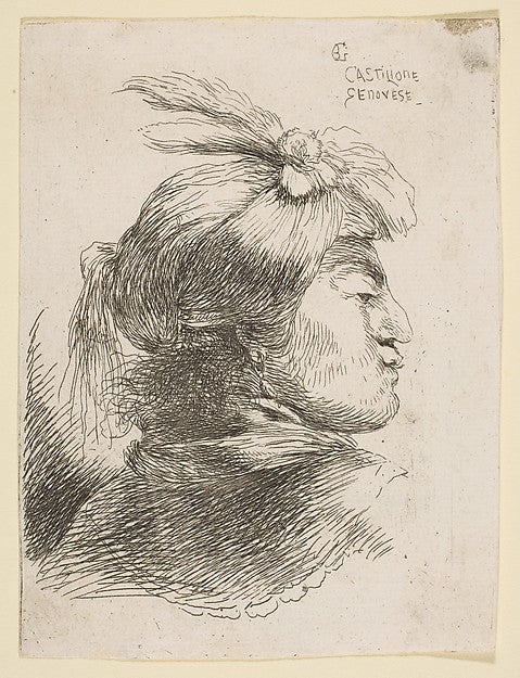 Man wearing a small turban  facing right  from series of  'Sma,  Poster Print