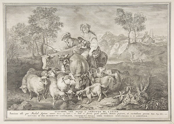 Giacobbe  che pasce l'armento di labano 18th cent-Pietro Monac,  Poster Print