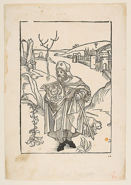 Gerson as a Pilgrim  frontispiece to Gersonis Opera  1489 n.d.,16x12
