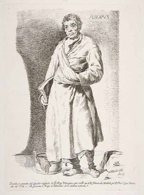 Aesop   from Etchings after Velazquez 1778-Goya , After Velázq,  Poster Print Wall Art