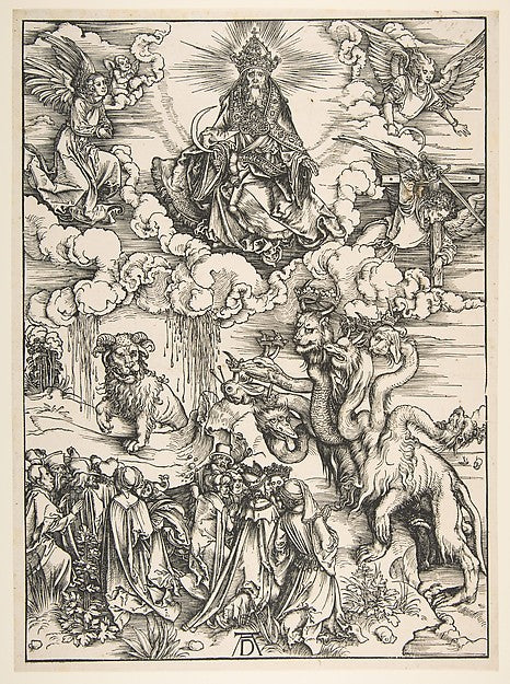 The Beast with Seven Heads and the Beast with Lamb's Horns  fr,  Poster Print Wall Art