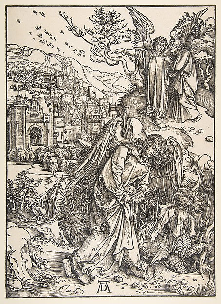 The Angel with the Key to Bottomless Pit 1511-Albrecht Dürer ,  Poster Print Wall Art