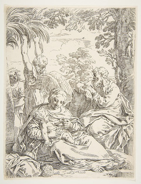 The Holy Family resting on their flight into Egypt c1637–1639,  Poster Print Wall Art