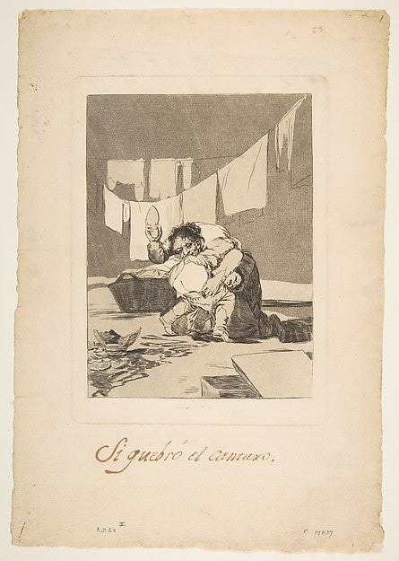 Plate 25 from 'Los Caprichos' -  If he broke the pot  1797–98, p,  Poster Print Wall Art