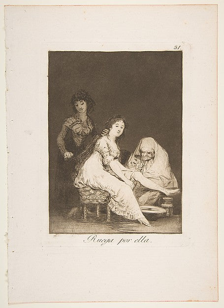 Plate 31 from 'Los Caprichos' -  She prays for her  1799-Goya ,  Poster Print Wall Art