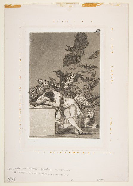 Plate 43 from 'Los Caprichos': The sleep of reason produces mo,16x12"(A3) Poster