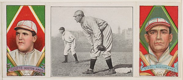 Jake Stahl Guarding First  with Edward V. Cicotte and Jacob G.,  Poster Print Wall Art
