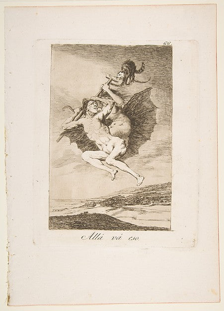 Plate 66 from 'Los Caprichos' - There it goes  1799-Goya ,  Poster Print Wall Art