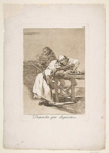 Plate 78  from 'Los Caprichos' -  Be quick  they are waking up ,  Poster Print Wall Art
