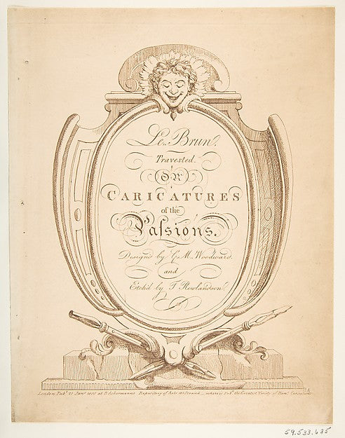 Title Page -  Le Brun Travested  or Caricatures of the Passions ,  Poster Print Wall Art