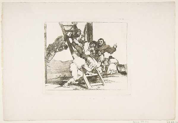 Plate 14 from "The Disasters of War'  -  'It's a Hard Step!'  18,  Poster Print Wall Art