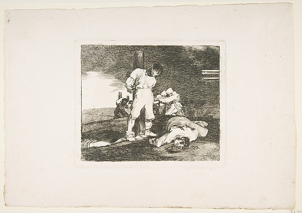 Plate 15 from "The Disasters of War'  -  'And there is no help.',  Poster Print Wall Art
