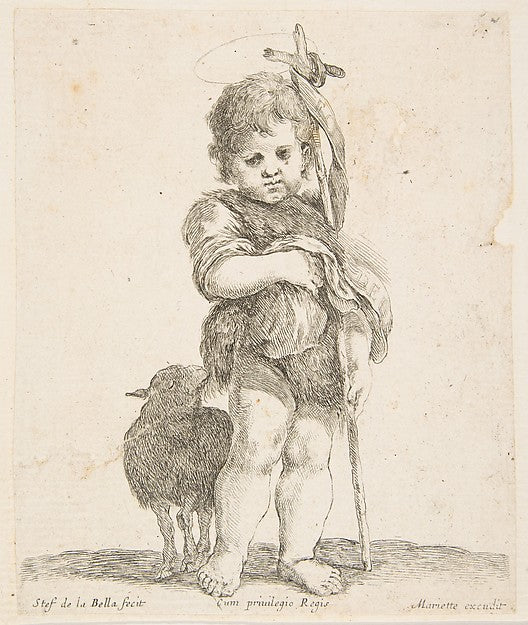 Saint John the Baptist holding his folded robe c1641-Stefano d,  Poster Print Wall Art