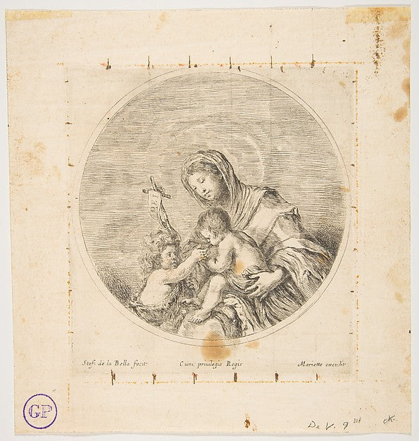 The Virgin and Child with Saint John  a round composition c164,  Poster Print Wall Art