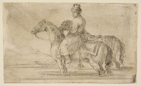 Polish Groom Bathing Horses c1662-Stefano della Bella ,  Poster Print Wall Art
