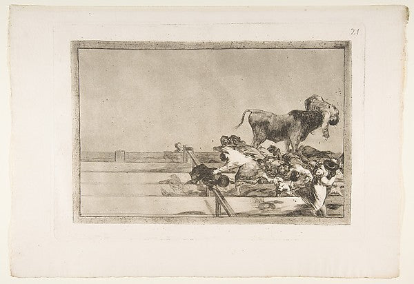Plate 21 from the 'Tauromaquia': Dreadful events in the front, Poster Print