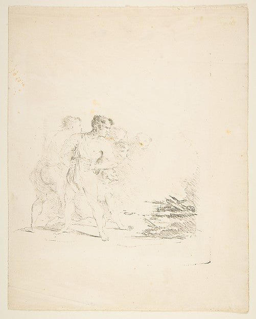 Men Spitting at a Fire c1820-1850-Formerly attributed to Goya,16x12"(A3) Poster