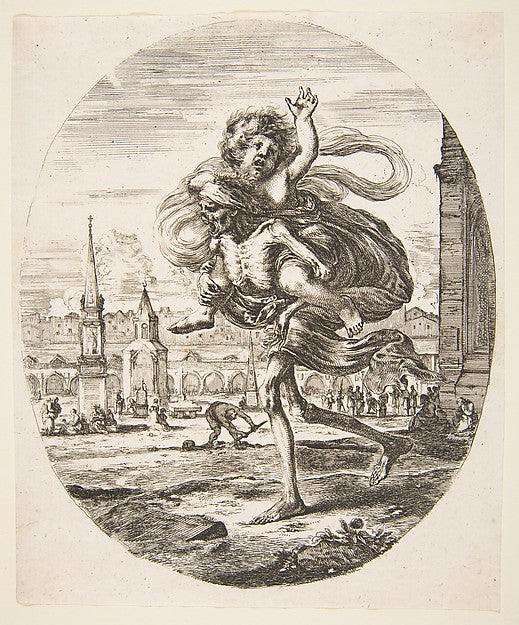 Death carrying a child  from 'The five deaths'  c1648-, Poster Print