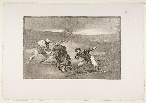 Plate 2 of the 'Tauromaquia': Another way of hunting on foot 1,  Poster Print