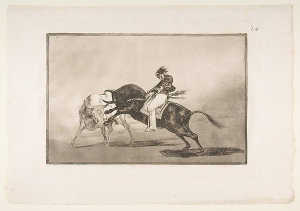 Plate 24 of the 'Tauromaquia': The same Ceballos mounted on an,  Poster Print