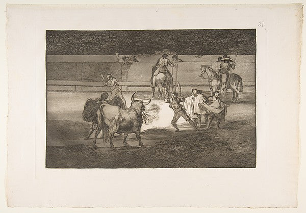 Plate 31 of  the 'Tauromaquia': Banderillas with firecrackers.,  Poster Print
